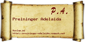 Preininger Adelaida névjegykártya